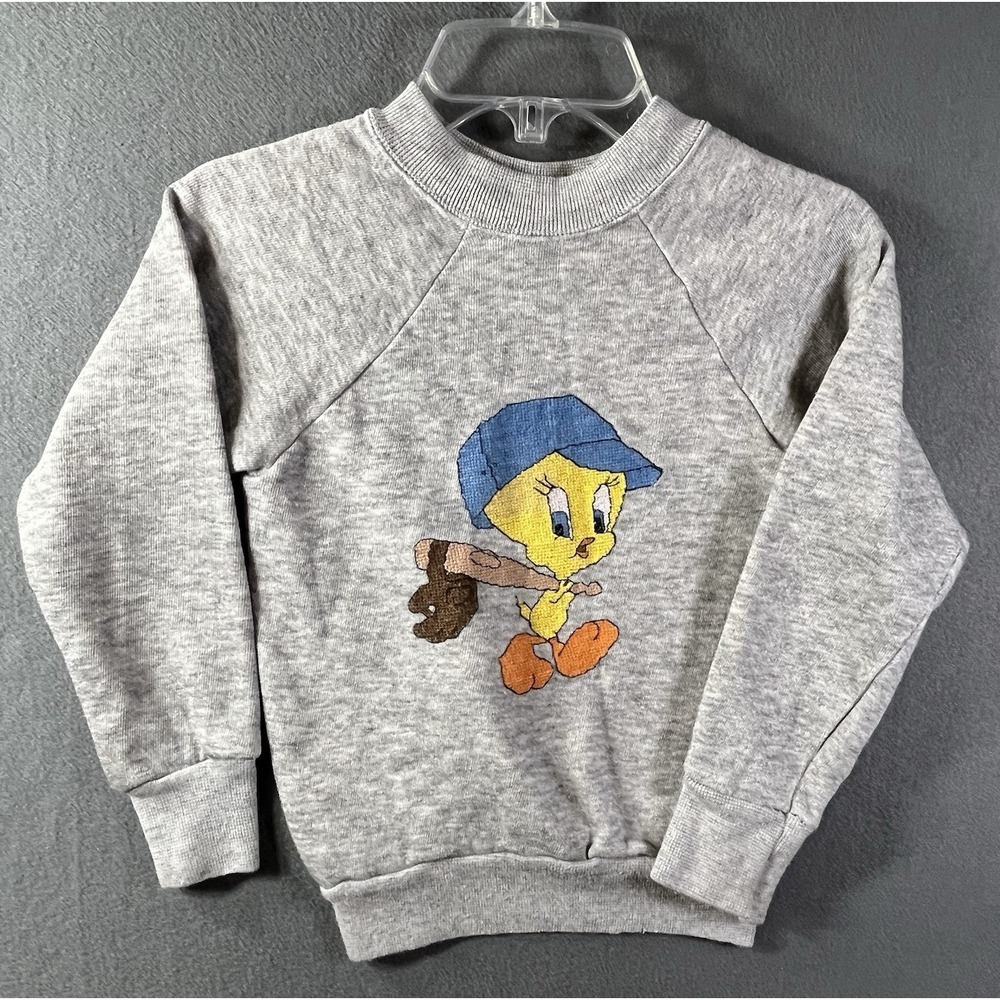 VTG Pannill 90s Tweety Bird Kids S (6-8) Embroidered Sweatshirt Ball See All Pic
